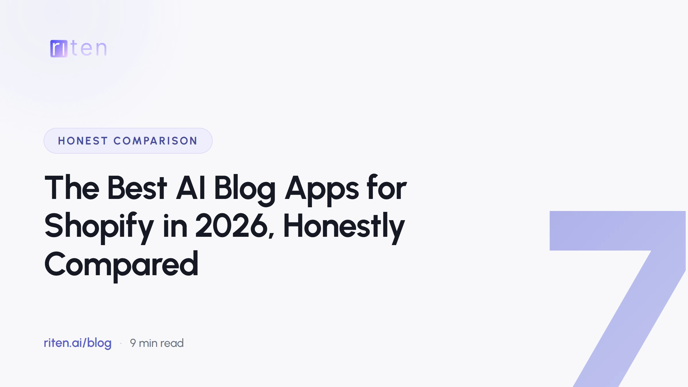 Riten blog banner reading: The Best AI Blog Apps for Shopify in 2026, Honestly Compared