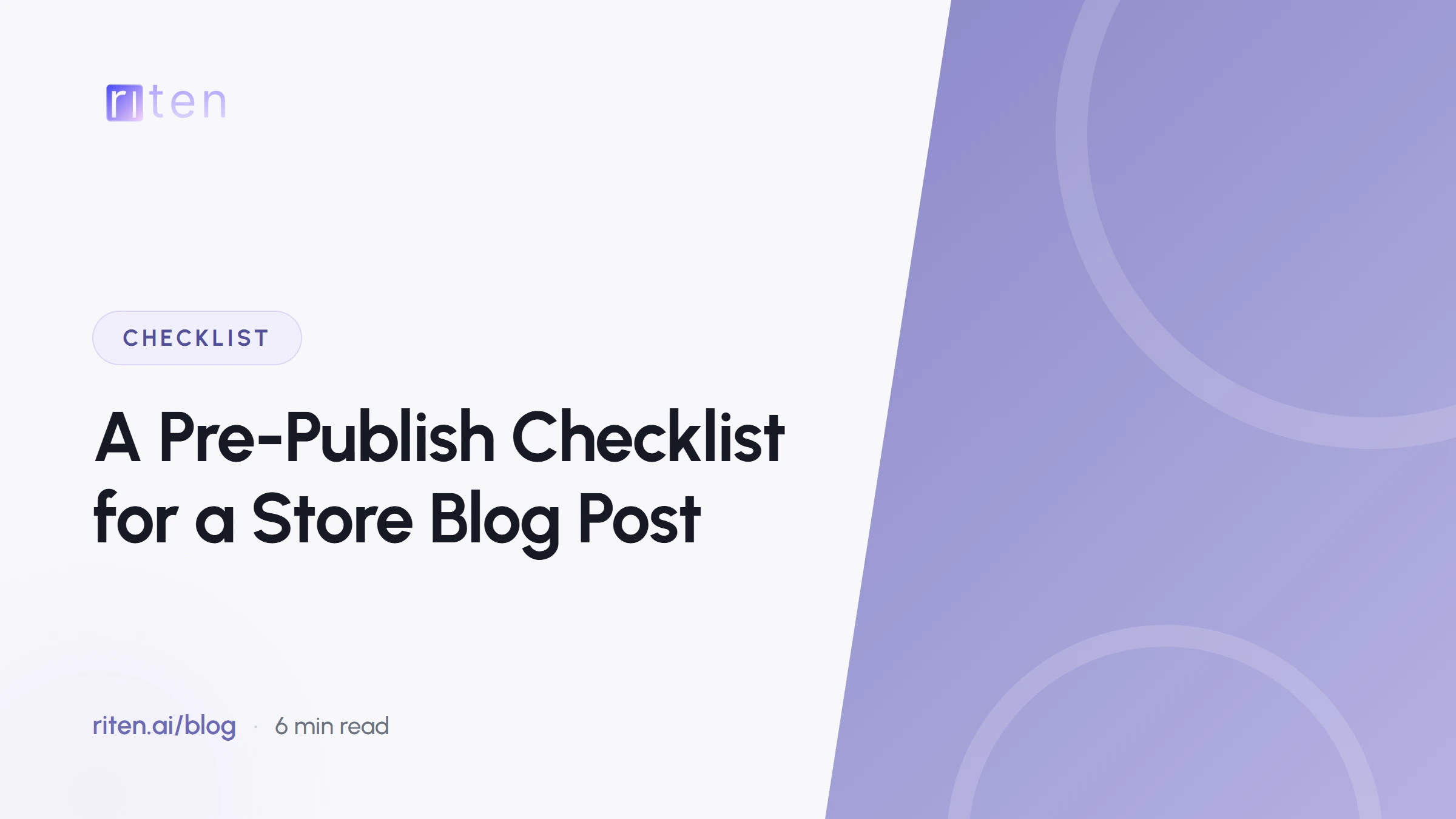 Riten blog banner reading: A Pre-Publish Checklist for a Store Blog Post
