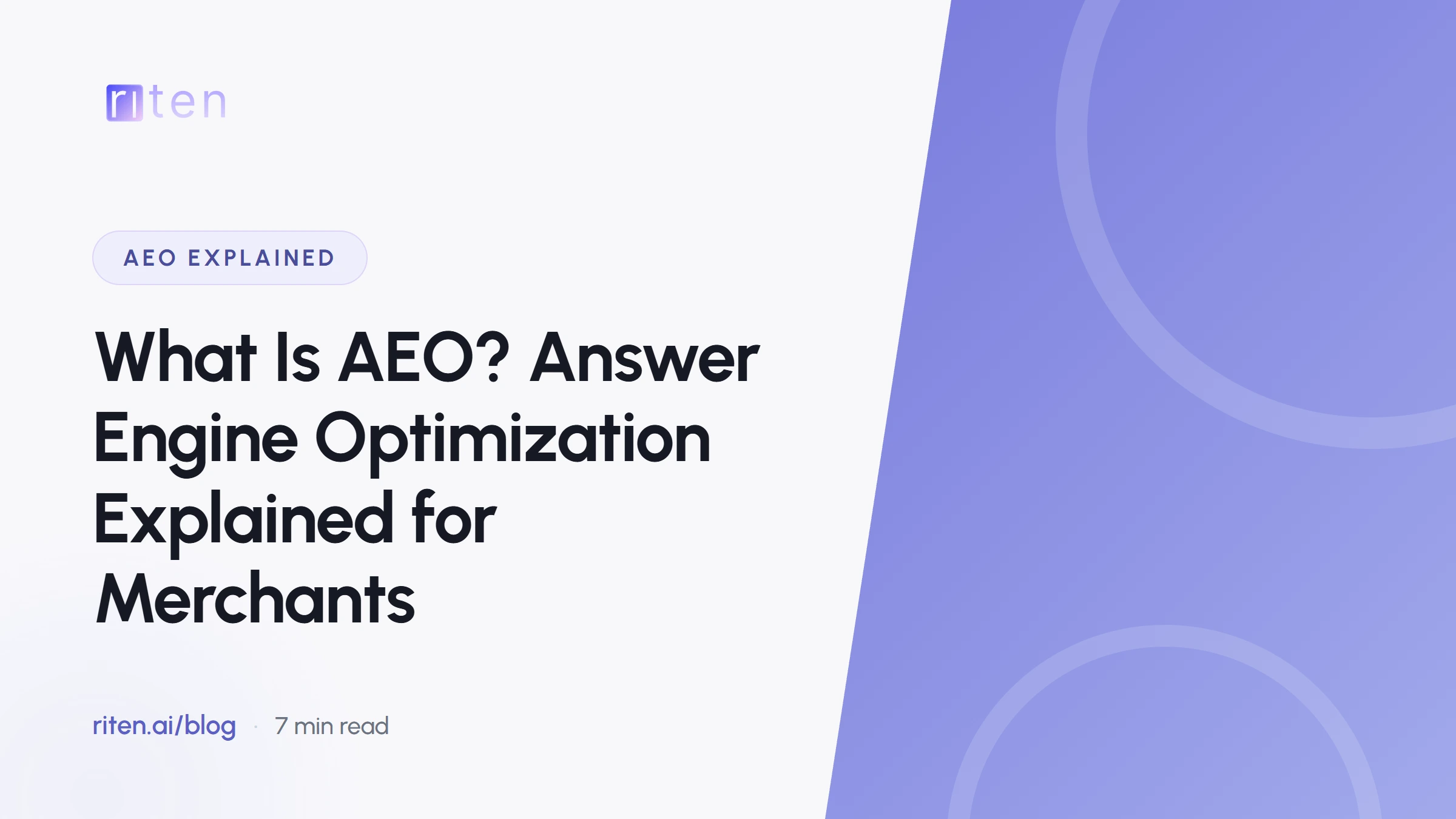 Riten blog banner reading: What Is AEO? Answer Engine Optimization Explained for Merchants